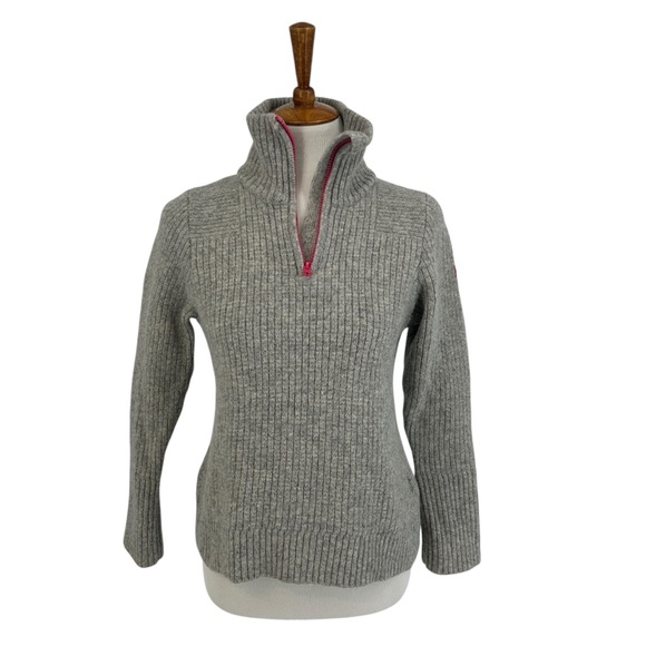 Helly Hansen Marka Wool 1/2 zip Pullover Sweater Grey Rib Knit, Small - Picture 5 of 11